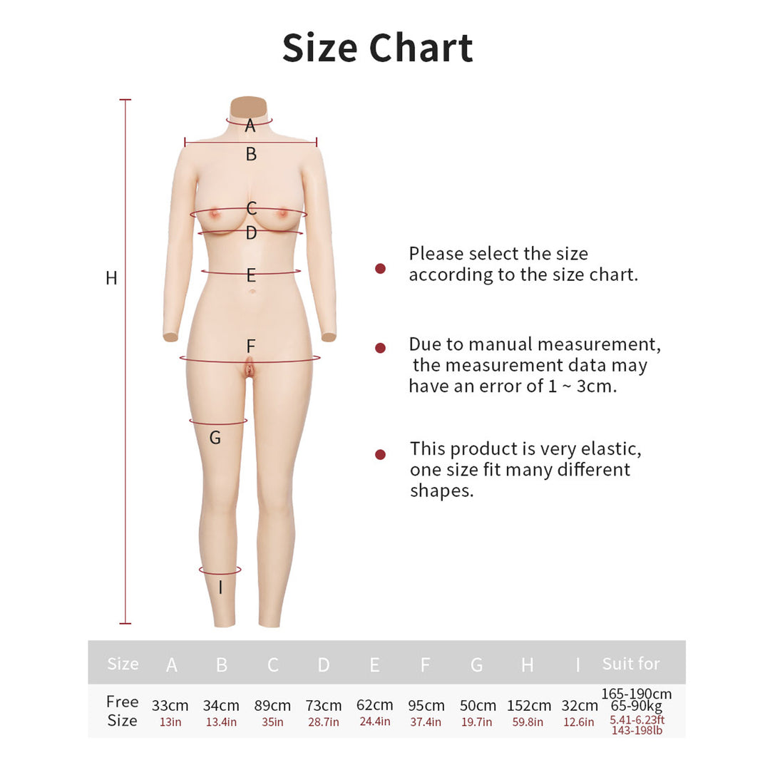 D-Cup-Silikon-Bodysuit mit Reißverschluss 5G