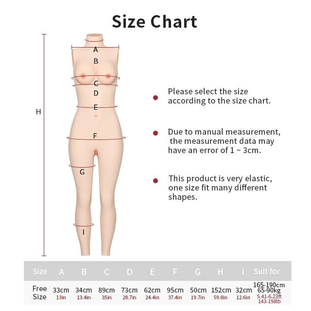 Silikon-Bodysuit mit Körbchengröße D und Reißverschluss hinten, 4G