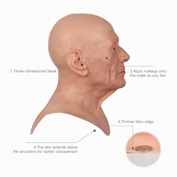 Dees Silikon-Kopfmaske für alte Männer