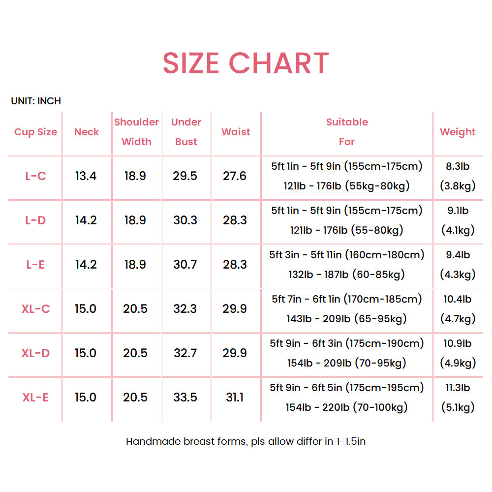 C bis E Cup Waffel innen lange Brustformen 8G