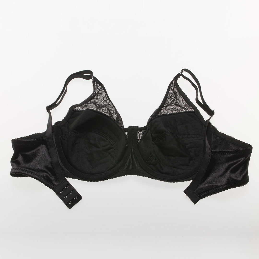 Tropfenförmige Silikonbrüste mit schwarzem Taschen-BH