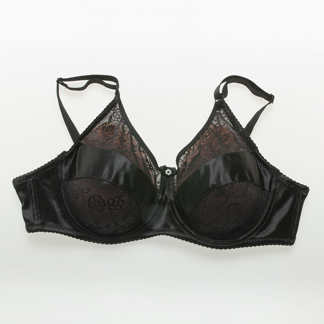 Tropfenförmige Silikonbrüste mit schwarzem Taschen-BH