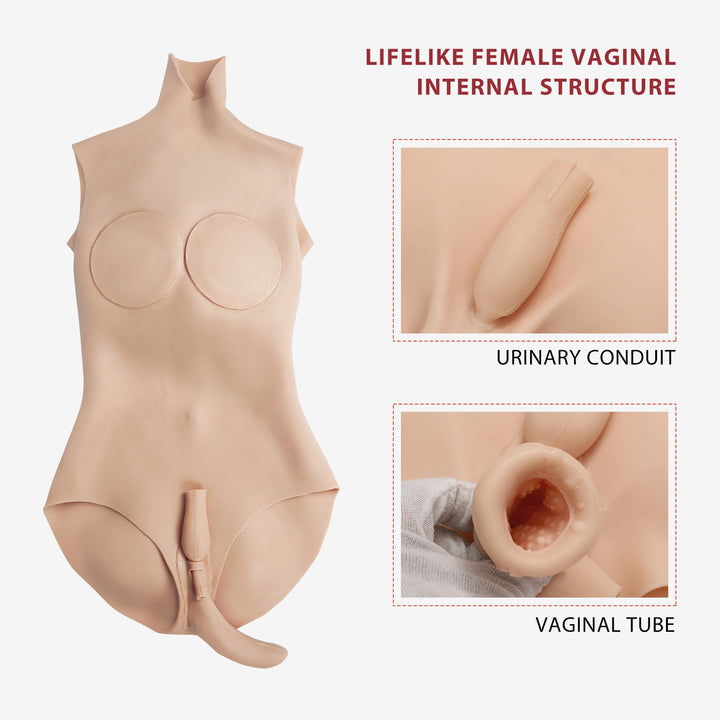 B bis E Cup Bademode Design Silikon Bodysuit mit Reißverschluss 4G