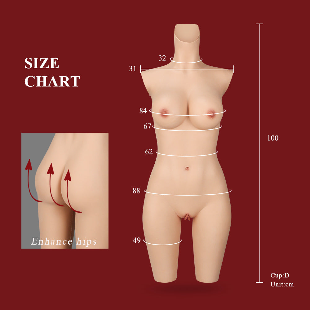 Silikon-Body mit D-Körbchen, halblang, 8G