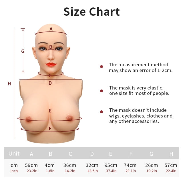 Alice mit Brust weiblicher Silikonkopfmaske 7G
