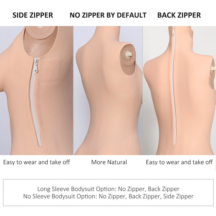 C-Cup und E-Cup Knöchellanger Silikon-Bodysuit mit Ärmel 2G